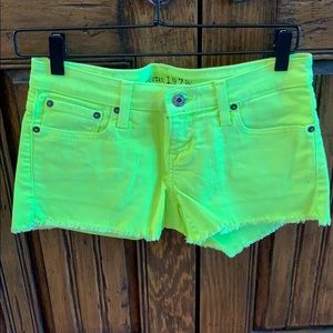 big star 1974 jean shorts lime green distressed